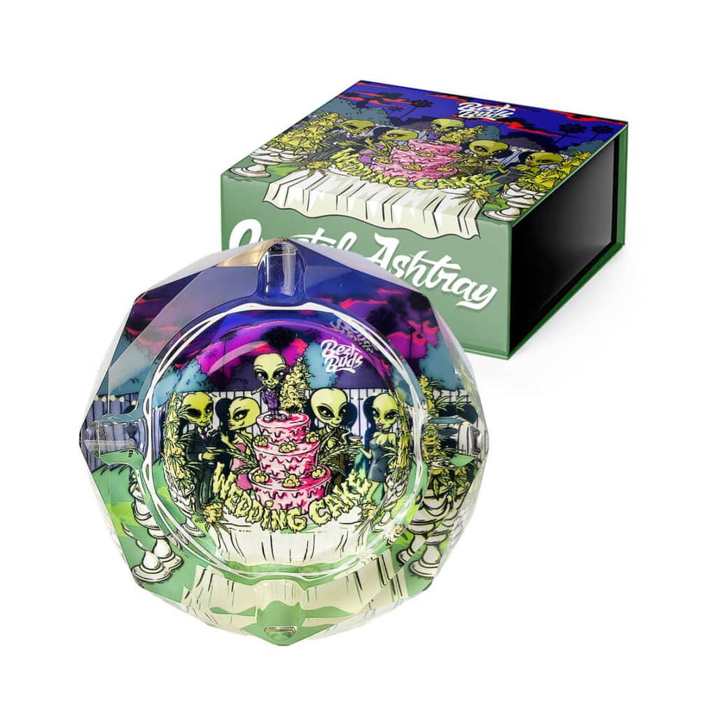 Best Buds Wedding Cake Crystal Ashtray Giftbox