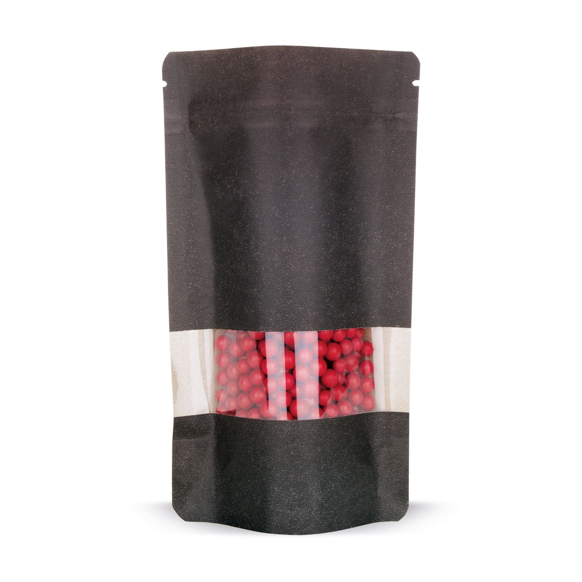 Standbodenbeutel Kraftpapier mit Sichtfenster Schwarz 80 x 140mm 100Stk.