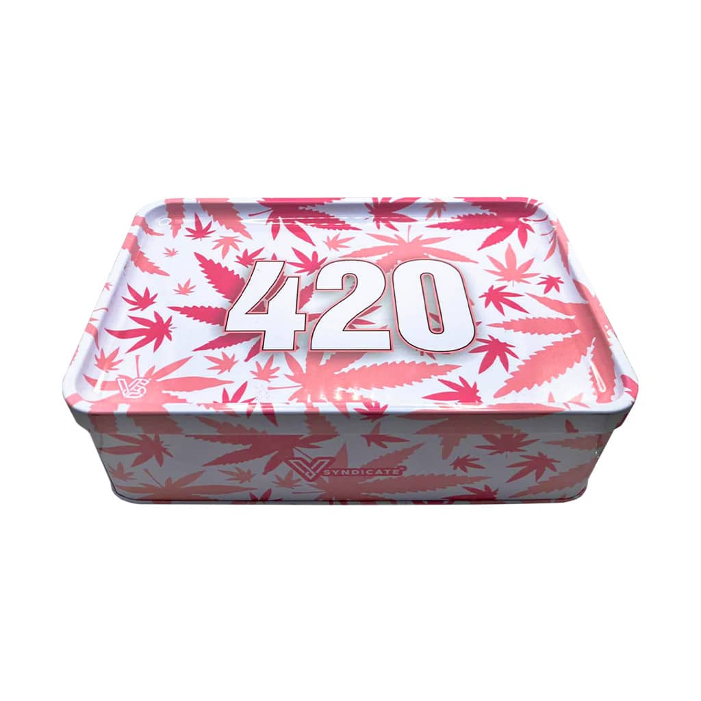V-Syndicate 420 Pink Tin Box with Rolling Tray Lid