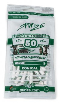 PURIZE Aktivkohlefilter Xtra Slim CONICAL, 5.9 mm Ø, 50 Stück im Beutel