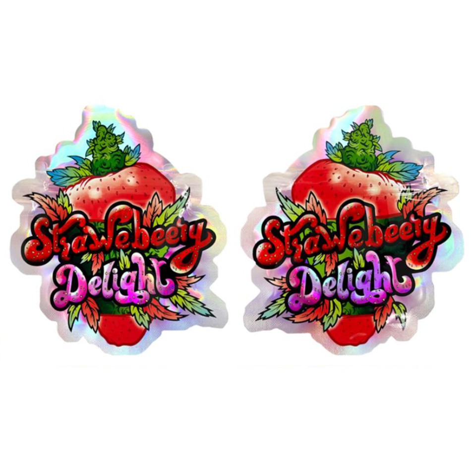 Mylar-Beutel "STRAWEBEERY DELIGHT" (Cali Pack) mit Zipper, 3,5 g – VE-100