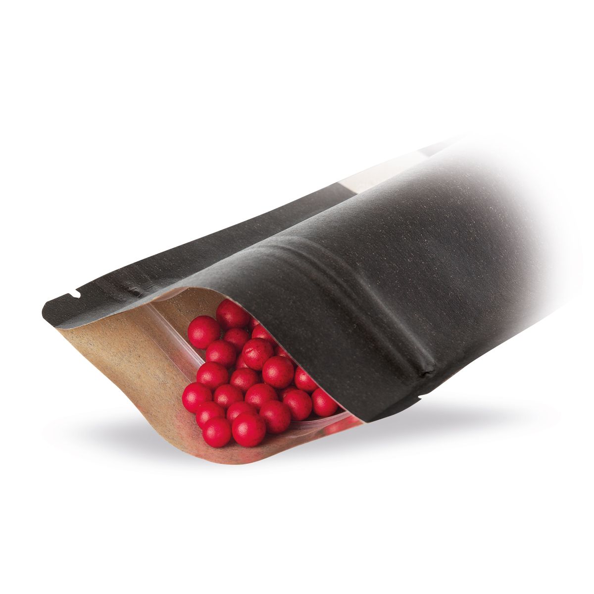 Standbodenbeutel Kraftpapier mit Sichtfenster Schwarz 80 x 140mm 100Stk.