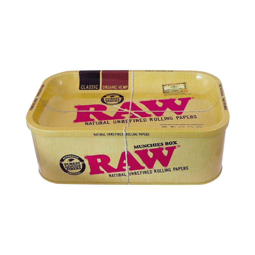 Raw Munchies Tin Box with Rolling Tray Lid
